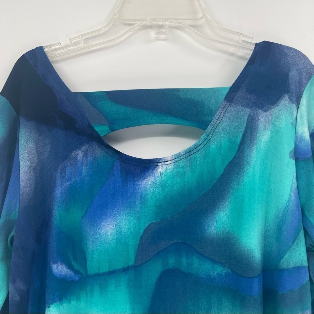 Clara Sun Woo Tie Dye Asymmetric Hem Blouse Blue Green Size Small Tunic - Picture 9 of 9